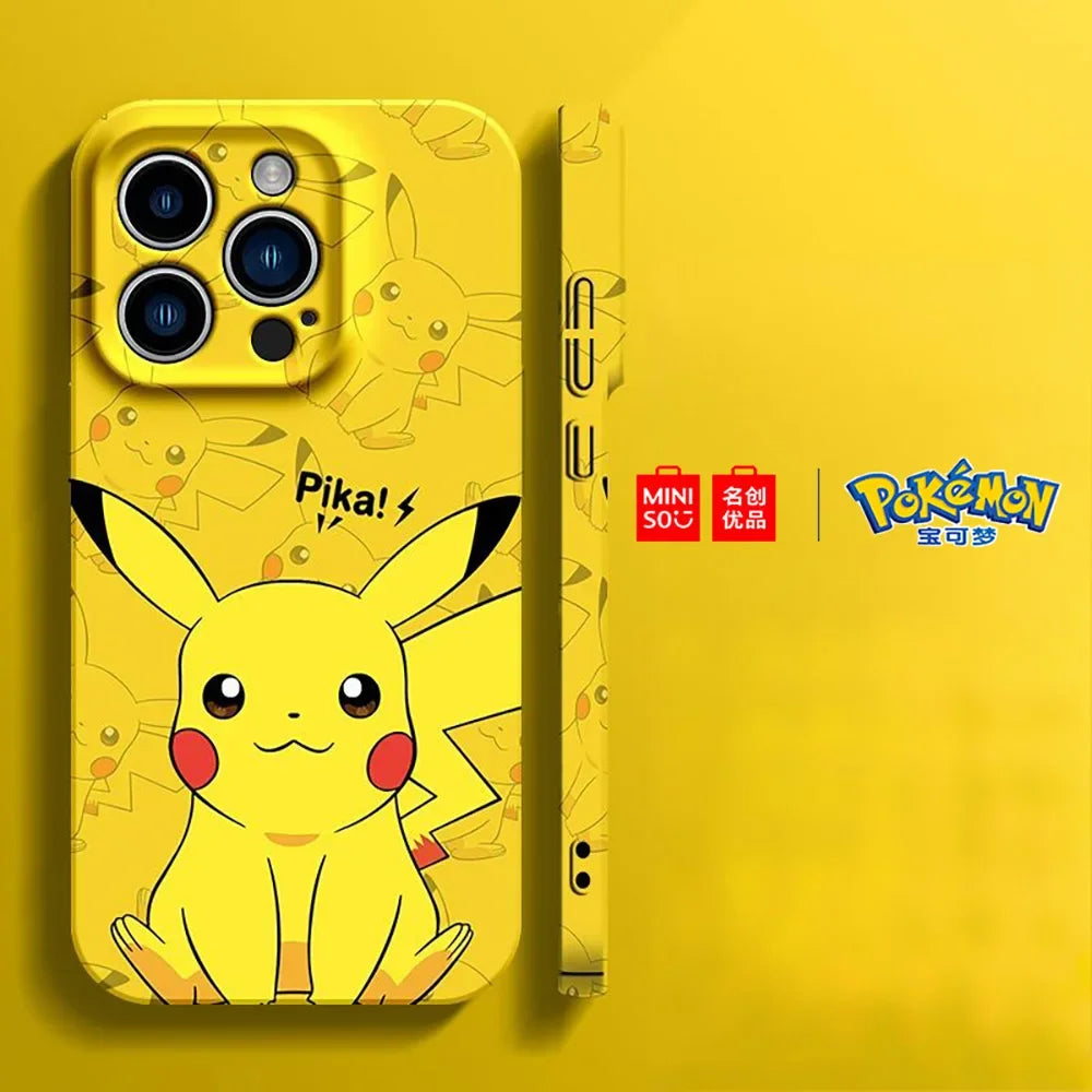Pokemon Collaboration Pikachu Gengar Phone Case For iPhone 15 14 13 11 12 16 Pro Max Plus Stiff Hard Phone Case