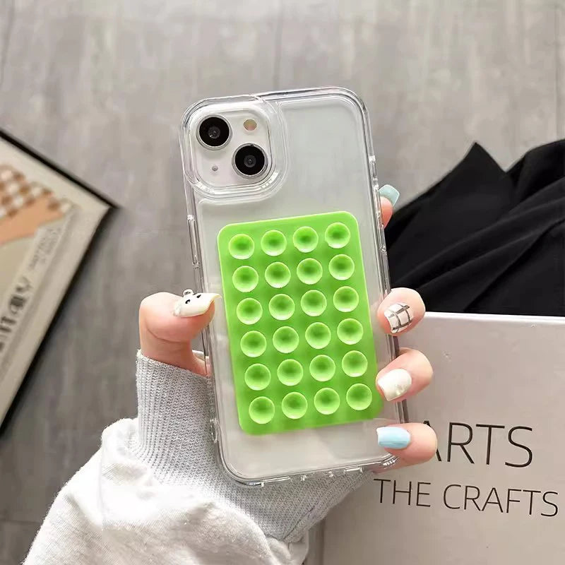 Phone Case For iPhone 16 15 14 Pro Max Plus 16E 11 12 13 Pro 7 8 XR X XS SE2 3D Suction Cup Airbag Transparent Shockproof Cover
