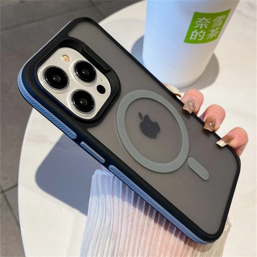 Luxury Matte Translucent Armor Shockproof Case For iPhone 16 15 14 13 12 Pro Max Plus For Magsafe Magnetic Wireless Charge Cover
