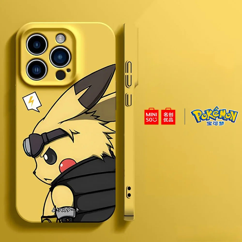 Pokemon Collaboration Pikachu Gengar Phone Case For iPhone 15 14 13 11 12 16 Pro Max Plus Stiff Hard Phone Case