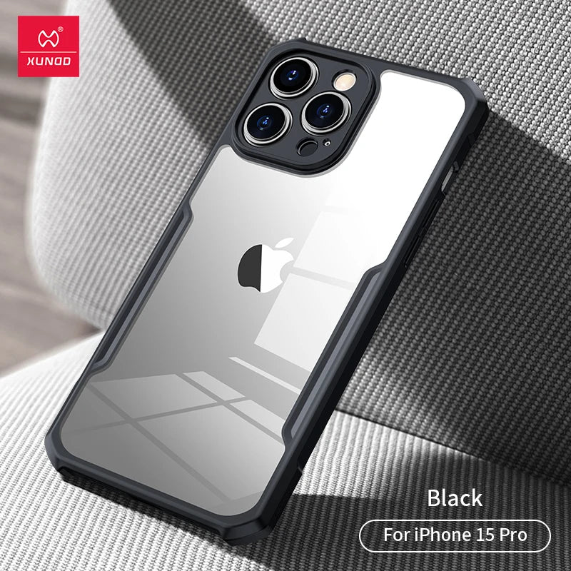 For iPhone 15 Pro Max Case  For iPhone 13 14 15 Pro Plus Max Shockproof Phone Cases Transparent Back Cover Protective Shell