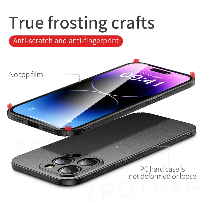For iPhone 16 e 16e 15 14 13 12 Pro Max  Slim Matte Hard PC Cover For iPhone16 Plus iPhone13 Mini SE 2020 2022 Phone Case
