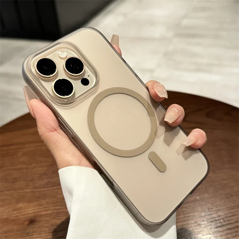 Ultra Thin Matte Magnetic Wireless Charge Clear Case For iPhone 15 14 Plus 13 16 Pro Max For Magsafe Shockproof Hard PC Cover
