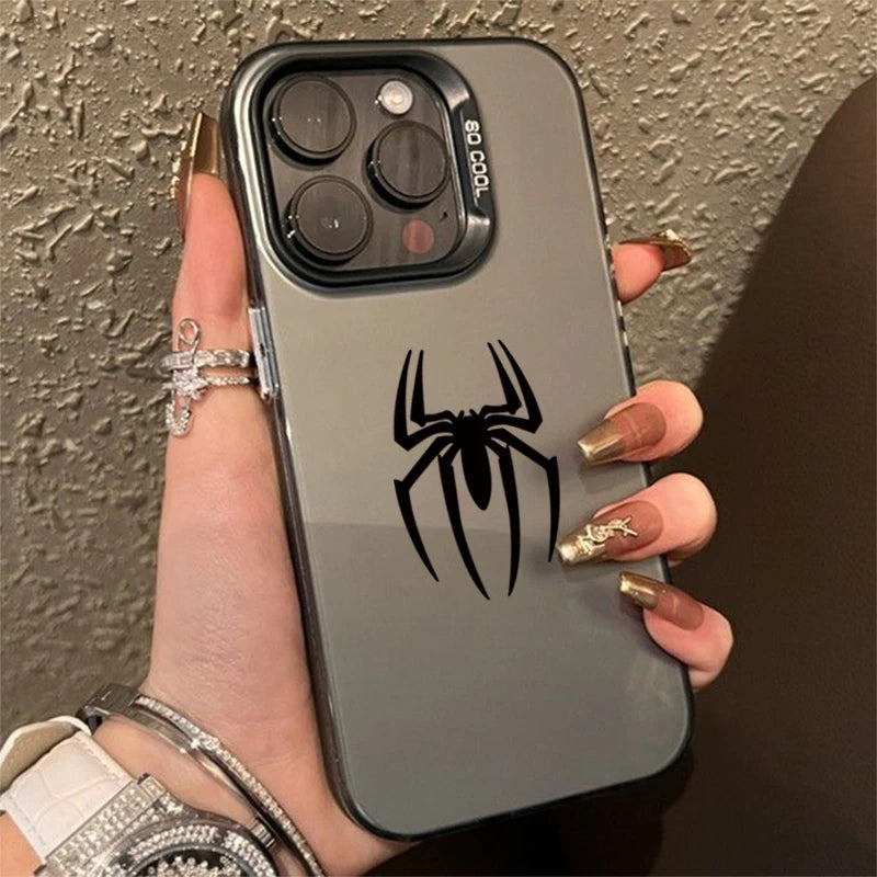 Bat Spider Pattern Matte Texture Phone Case For iPhone 16 15 14 13 12 11 Pro Max 16E XS XR 7 8 Plus SE2 Shockproof Bumper Cover