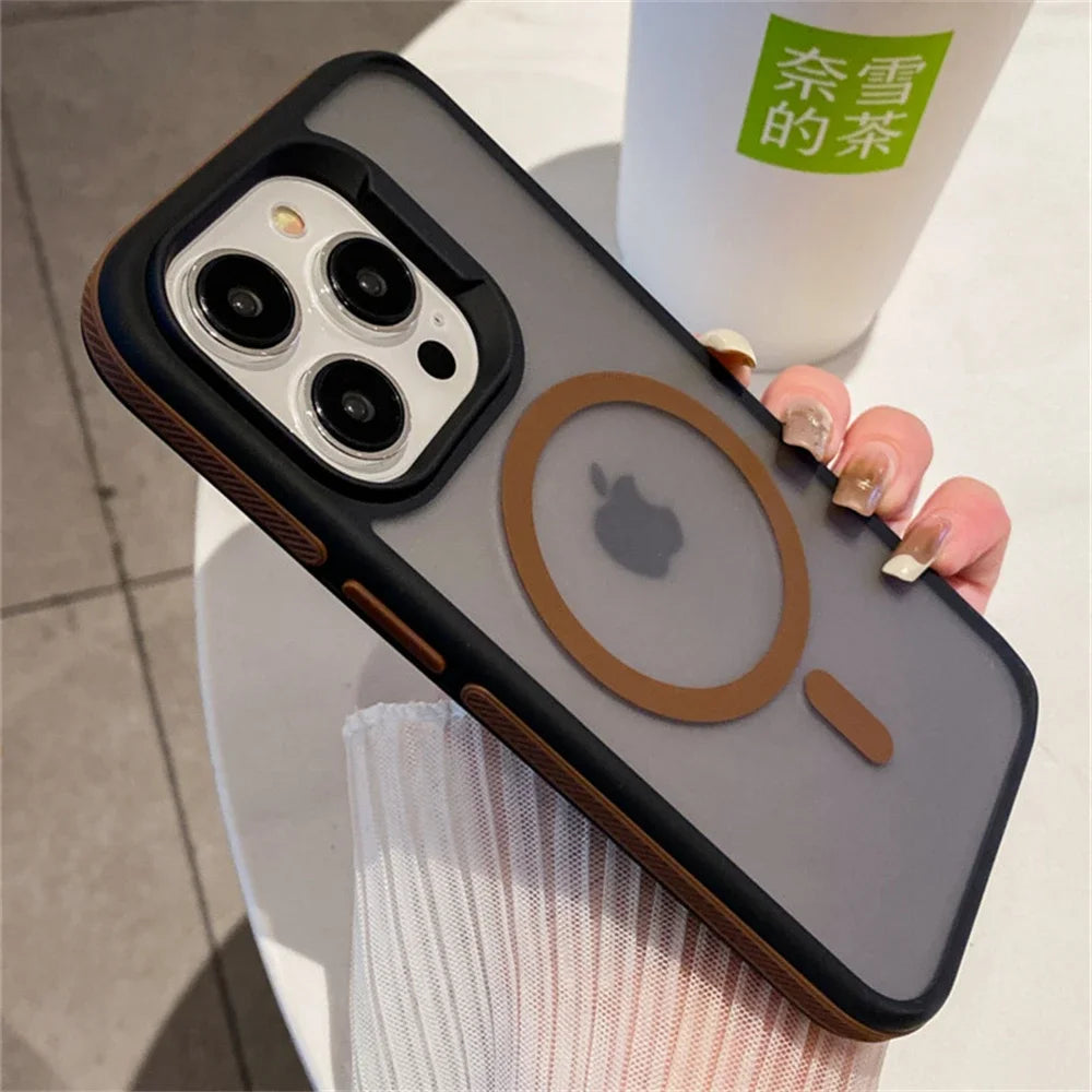 Luxury Matte Translucent Armor Shockproof Case For iPhone 16 15 14 13 12 Pro Max Plus For Magsafe Magnetic Wireless Charge Cover