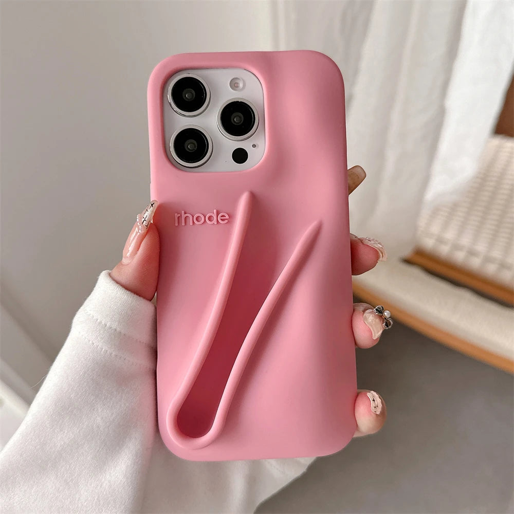 Luxury  DIY Lipstick Soft Silicone Case for iPhone 16 15 13 11 14 12 Pro Max Plus Portable Lip Gloss Holder Ins Phone Cover