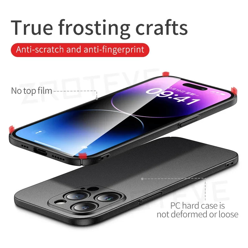 For iPhone16 Pro Max Case  Luxury Slim Matte Hard PC Cover For iPhone 16 15 14 11 12 13 Mini iPhone15 Plus SE Phone Cases