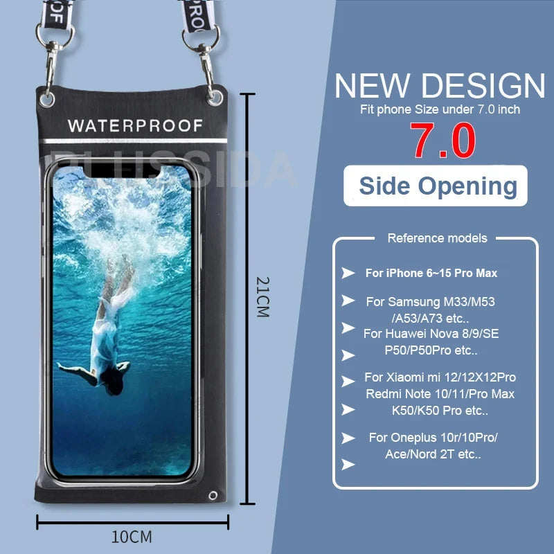 Waterproof Phone Case Pouch Bag For iPhone 17 16 15 14 13 Pro Max 17 Air 11 Samsung S25 S24 Ultra Water Proof Mobile Phone Cover