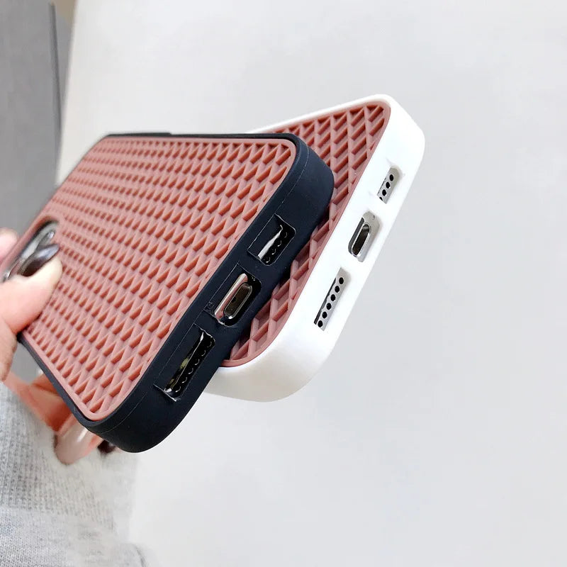Case For iPhone 16 15 14 13 12 11 Pro Max XR XS X Waffle Shoe Sole Phone Case for iPhone 6 7 8Plus Silicone Back-Vans-case Cover