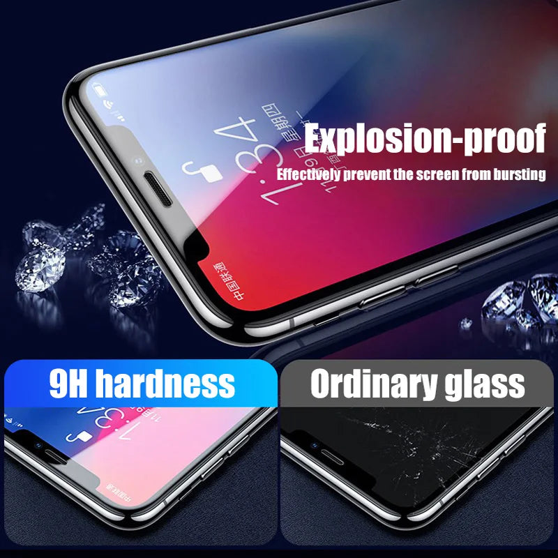 4PCS Full Tempered Glass for iPhone 13 15 16 14 11 12 Pro Max 13 Mini Screen Protector on for iPhone Xr X Xs 7 8 Plus SE 2020