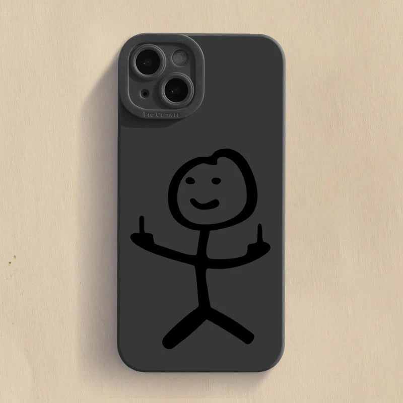 Cute Cartoon Matchman Matte Silicone Phone Case For iPhone 16 11 12 13 14 15 Pro Max XR XS X 7 8 Plus SE2 16E Soft Back Cover