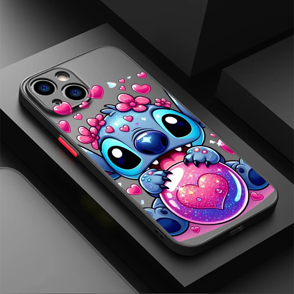 Stitch Angel Art Phone Case for iPhone XR X 14 16 Plus XS Max 8 Plus 13 Mini 15 Pro Max 12 11 Pro 7 12 Pro Matte Cover