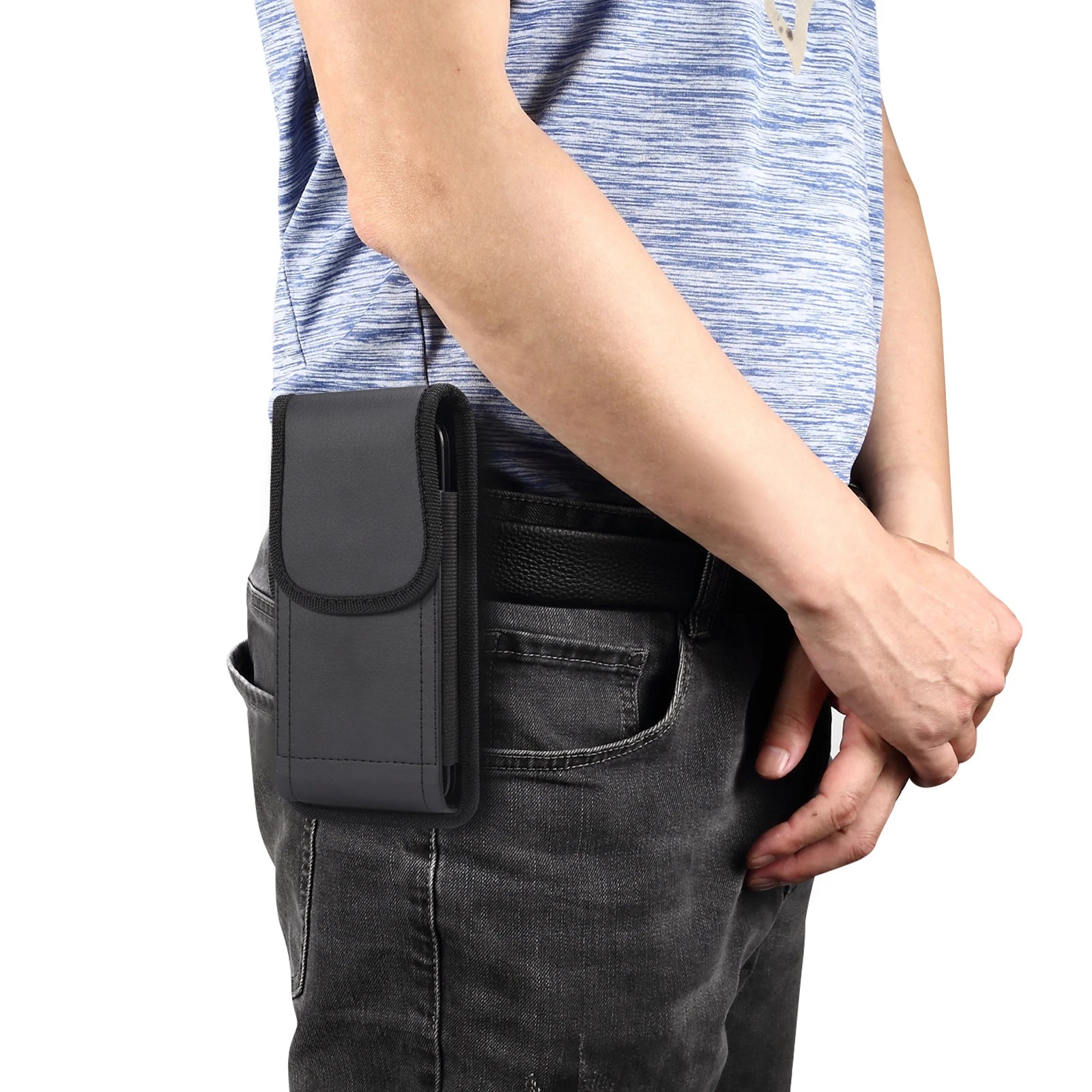 PU Leather Phone Case Phone Pouch for iPhone Samsung Huawei Xiaomi Vertical Flip Waist Bags Belt Clip Cover Phone Bag