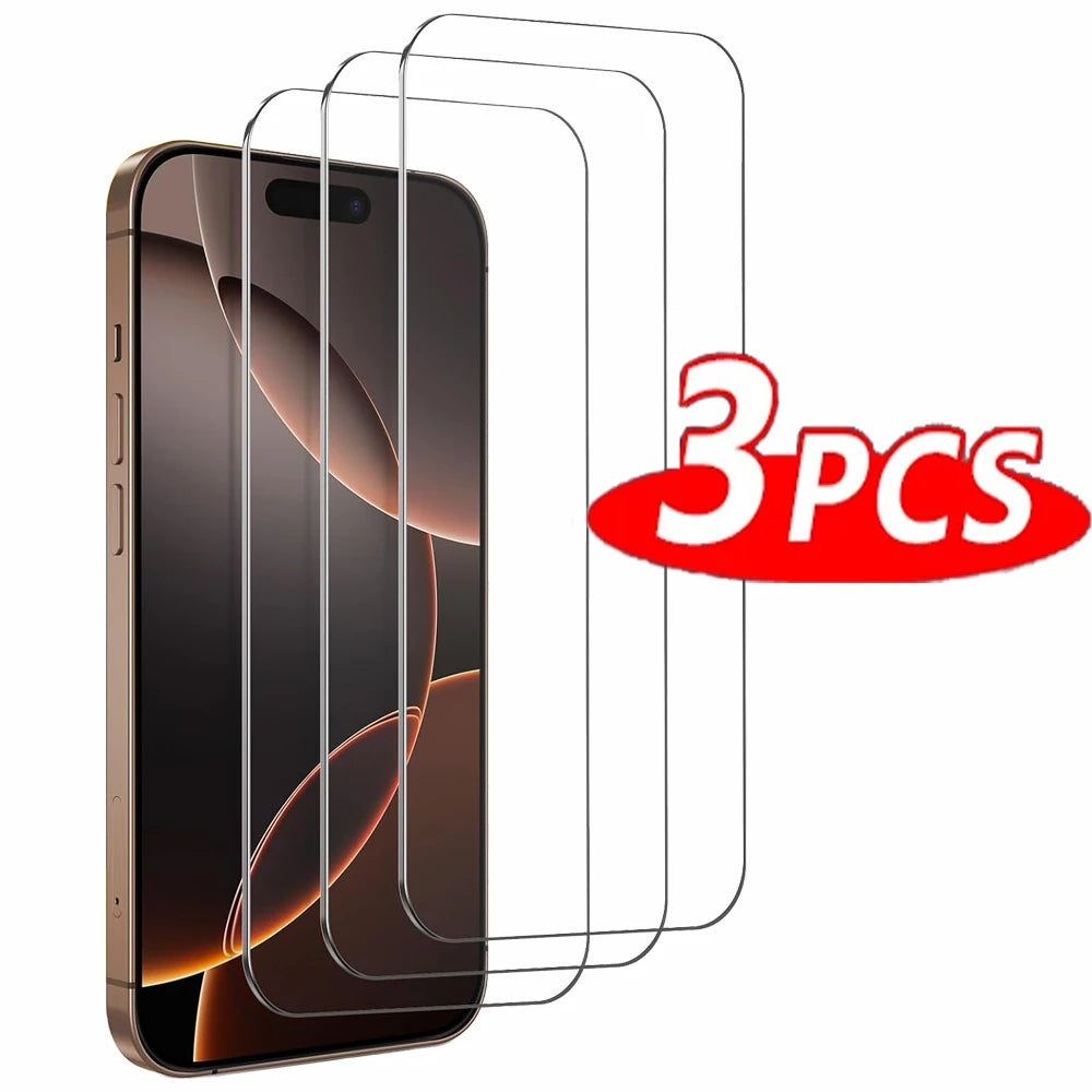 1~3PCS HD Tempered Glass For iPhone 17 16e 16 15 14 13 Pro Max Screen Protector For iPhone 11 12 Pro Phone Glass iPhone 16 Pro