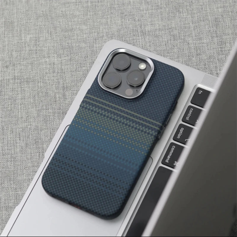 Luxury Carbon Fiber Relief Magsafe Phone Case For iPhone 13 14 15 16 Pro Max Metal Lens Matte Wireless Charging Shockproof Cover
