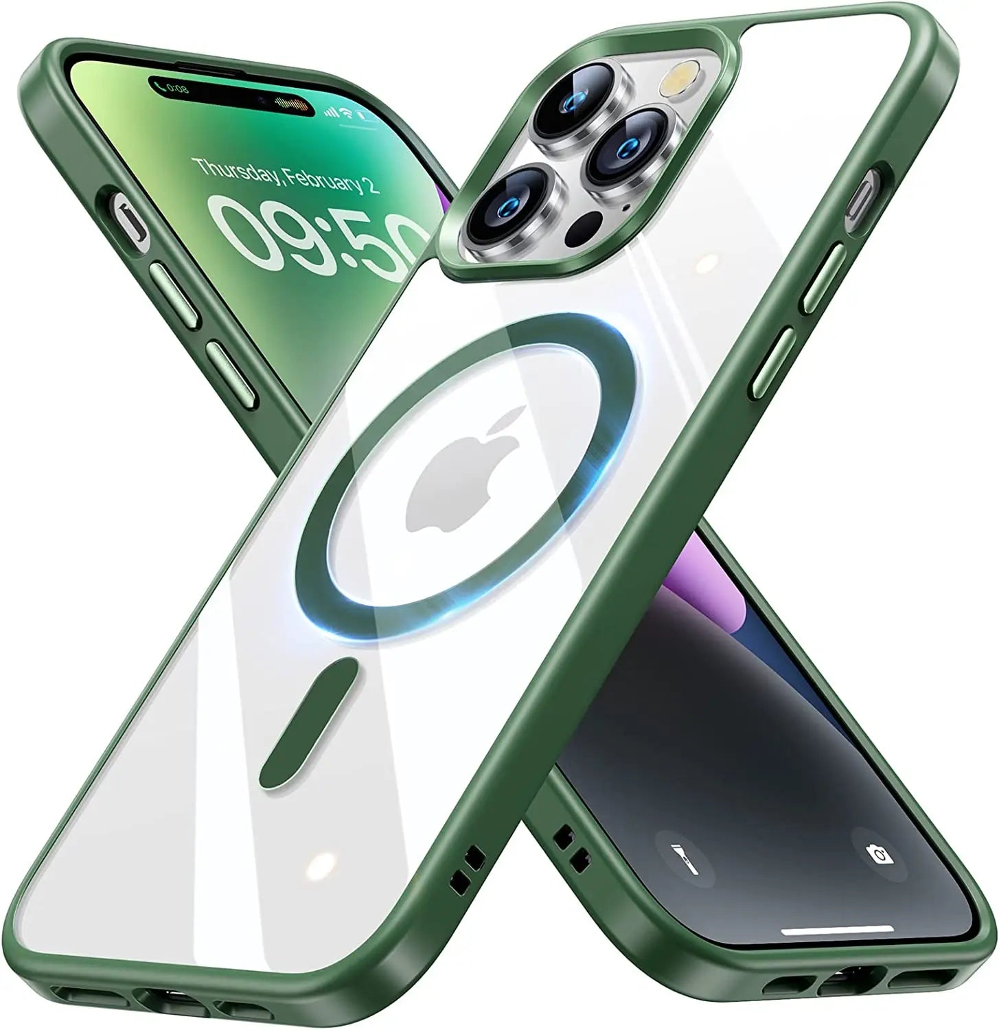 Original Luxury Green Case For Magsafe iPhone 16 15 14 Plus 13 Pro Max 12 11 SE 2022 iPhone13 14Pro 13Pro Phone Cover Accessory