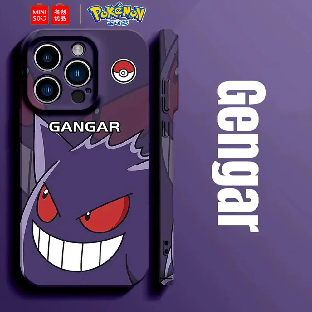 Pokemon Collaboration Pikachu Gengar Phone Case For iPhone 15 14 13 11 12 16 Pro Max Plus Stiff Hard Phone Case