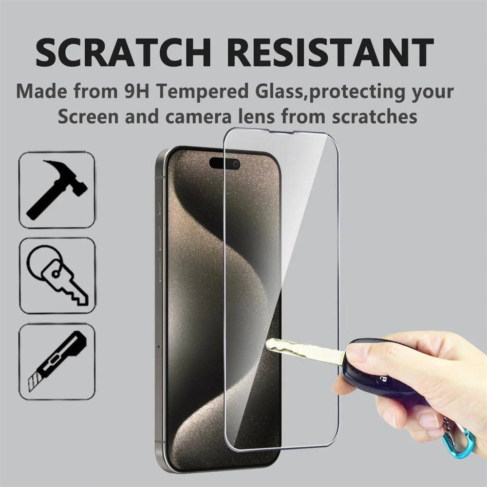 9H Camera Lens & Screen Protector For iPhone 16 15 Pro Max Tempered Glass For Apple iPhone 15 14 13 Pro Screen Protectors iPhone15 Plus Pelicula Cristal Temperado iPhone16 Phone Front Film iPhone 11 12 Mini 13 Verre