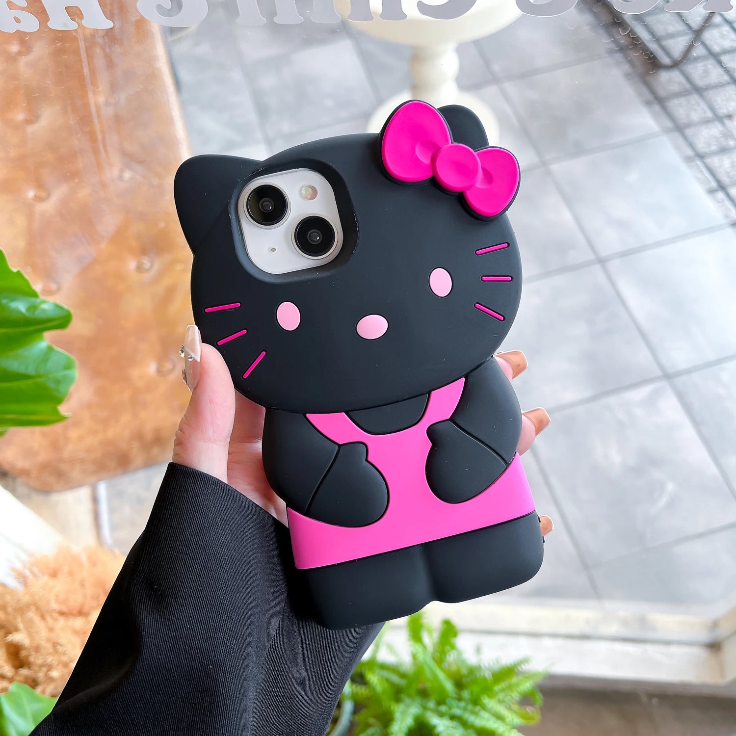 For iPhone 11 12 mini 13 Pro 14 Plus 15 16 Pro Max XS XR X 7 8 SE 2020 Hello Kitty 3D Silicone Soft Phone Case