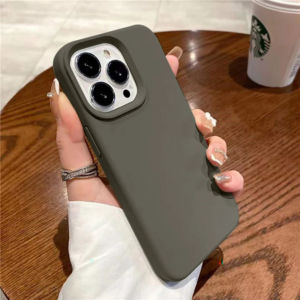 Liquid Silicone Case For iPhone 16 15 14 13 12 11 Pro Max Shockproof Soft Back Protection Cover For 16 series Phone Accessories