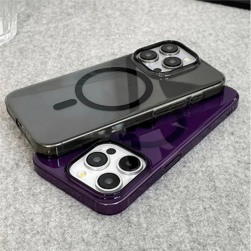 Original Ultra Thin For Magsafe Transparent Case For iPhone 16 15 14 13 12 Pro Max Magnetic Wireless Charge Glossy Clear Cover