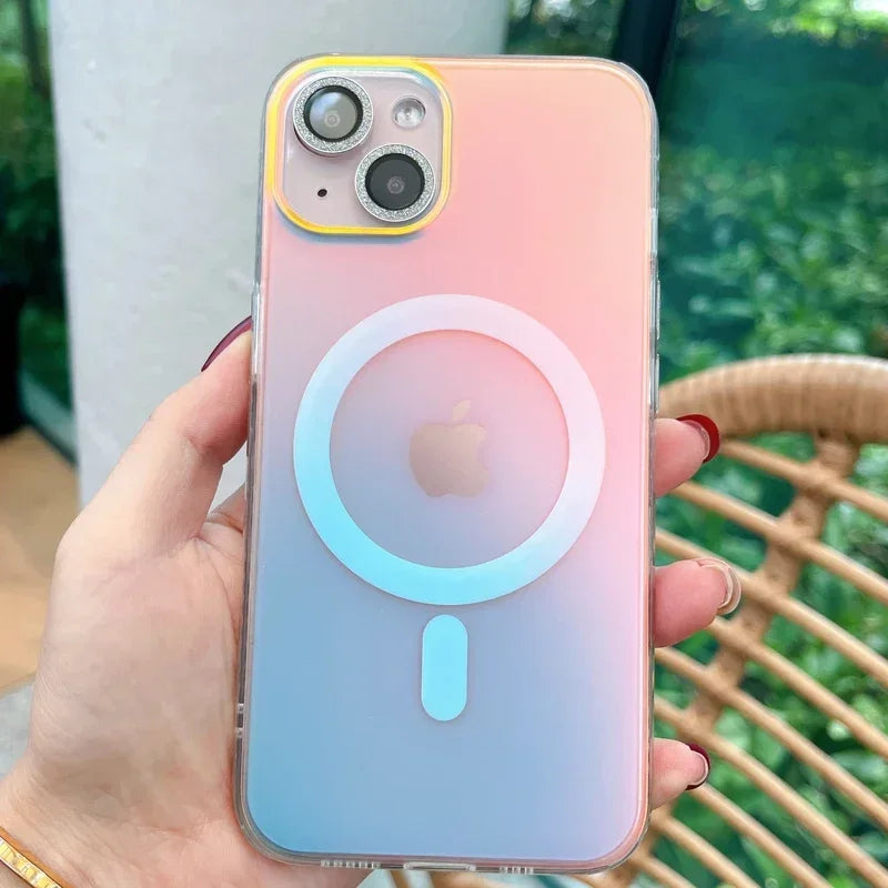 Fashion Matte Aurora Laser Gradient Phone Case For iPhone 16 Pro Max 15 14 13 12 Pro Max XS Max 16 Plus 11 Shockproof Cover