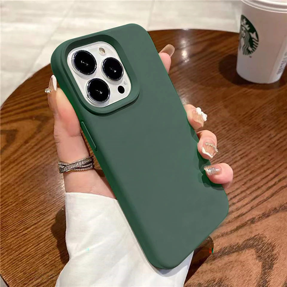 Liquid Silicone Case For iPhone 16 15 14 13 12 11 Pro Max Shockproof Soft Back Protection Cover For 16 series Phone Accessories