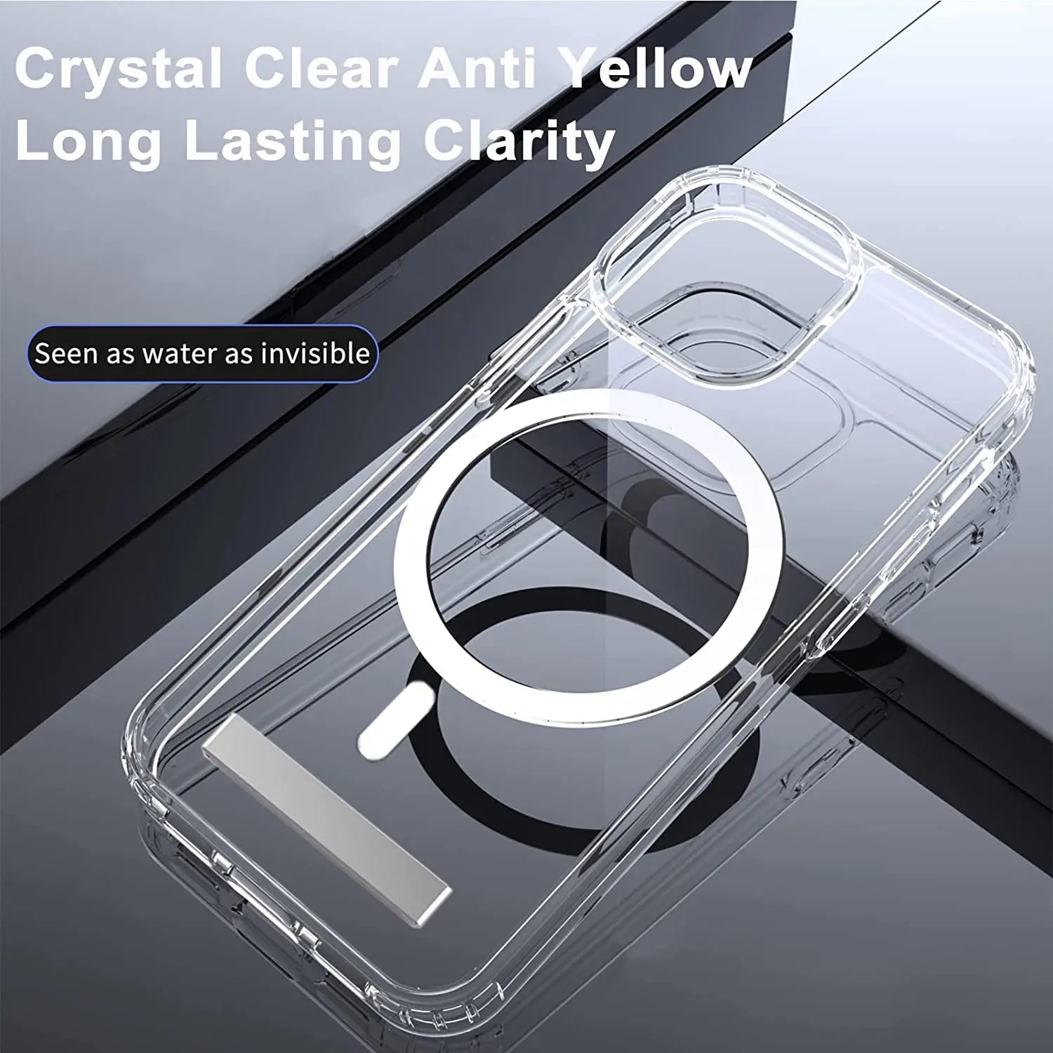 Clear Magnetic Phone Case for iPhone 16 15 14 Pro Max 13 12 11 Mini with Kickstand for MagSafe Wireless Charging Back Cover