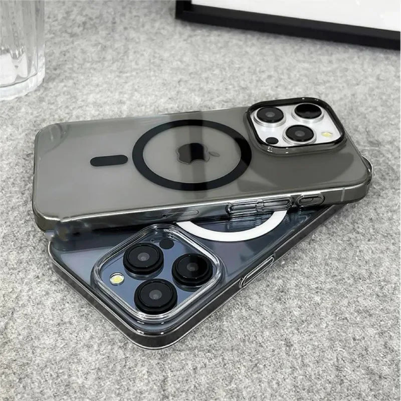 Original Ultra Thin For Magsafe Transparent Case For iPhone 16 15 14 13 12 Pro Max Magnetic Wireless Charge Glossy Clear Cover