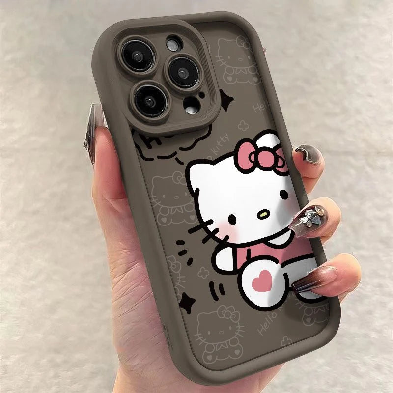 Sanrio Ins Hello Kitty Phone Case For Iphone 16 15 14 13 11 12 Pro Max X XR XS 7 8 Plus Y2k Girl Clear Gift Silicone Anti-fall