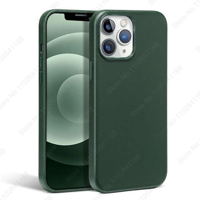 Official Original Animated Leather Cases for iPhone 16 13 14 15 Pro Max for Magsafe Magnetic Wireless Charging Cover For 15 Plus