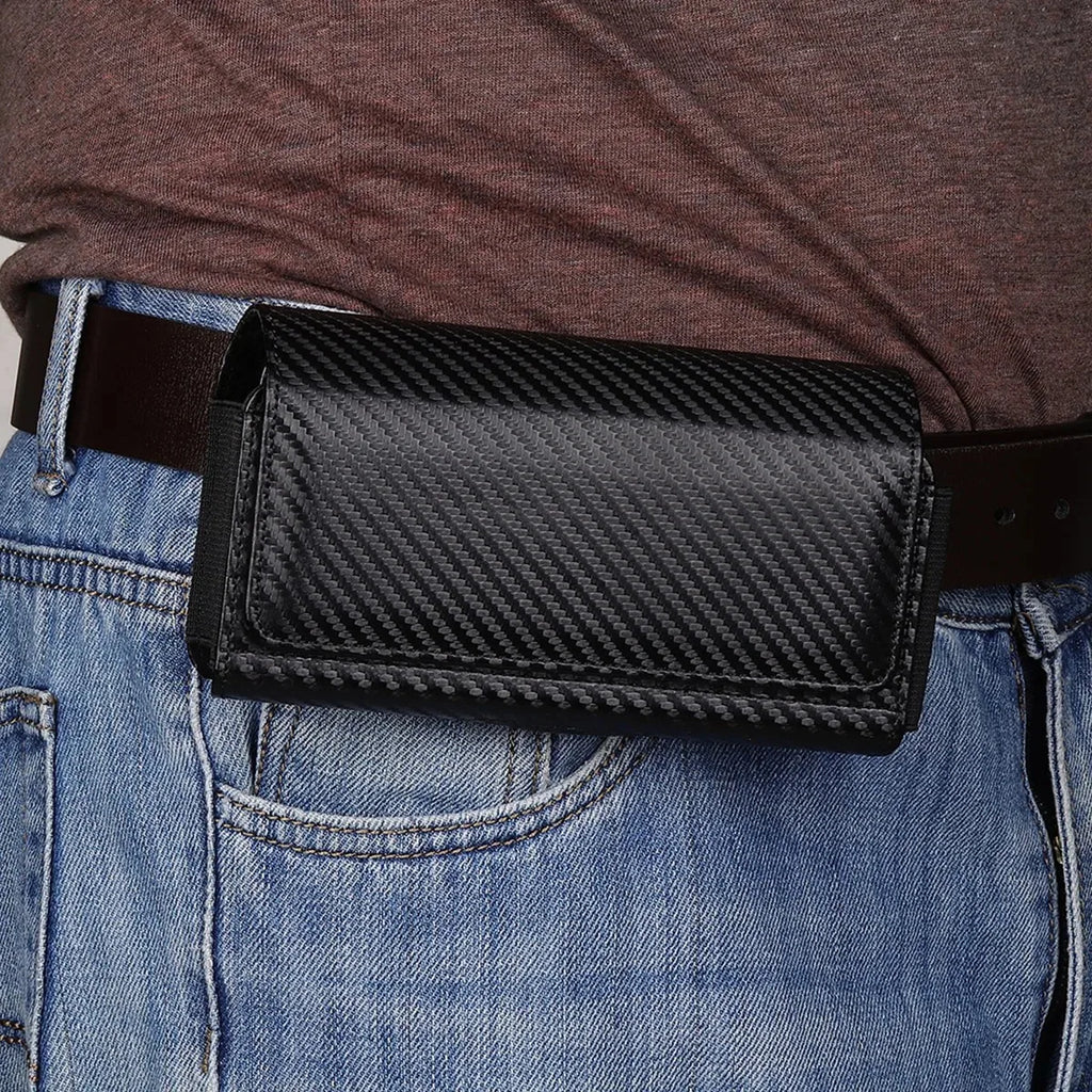 Universal Double Layer Phone Bag Case Pouch for 6 -7" Mobile Phone iPhone Huawei Samsung with Flip Waist Bag Belt Clip Cover