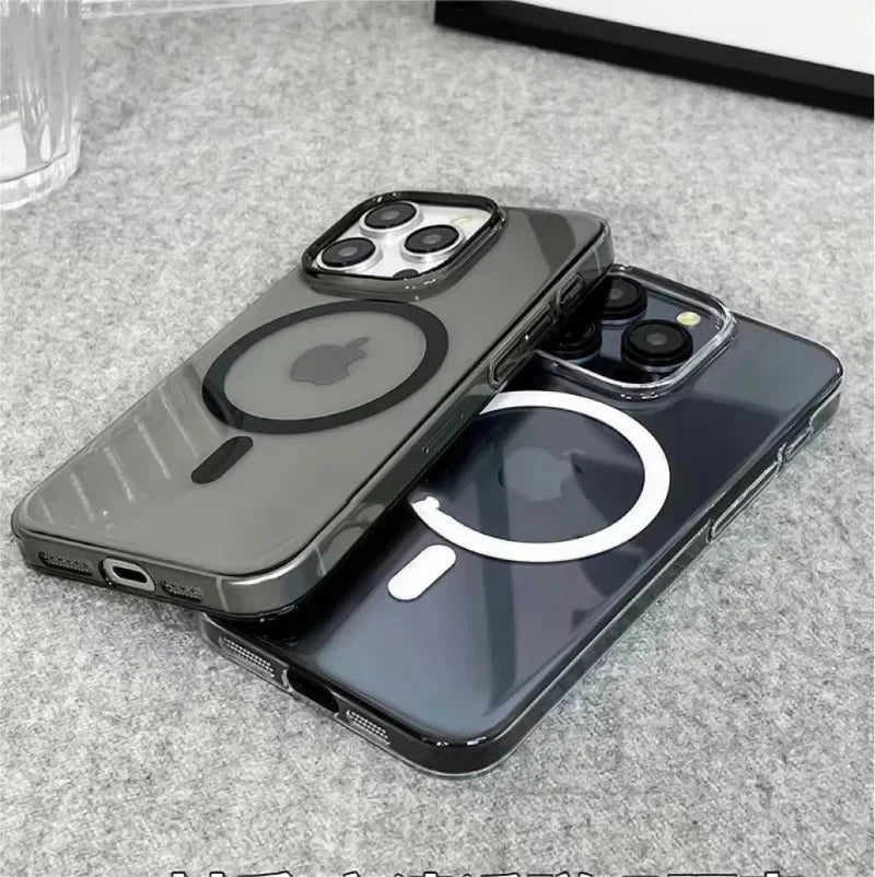 Original Ultra Thin For Magsafe Transparent Case For iPhone 16 15 14 13 12 Pro Max Magnetic Wireless Charge Glossy Clear Cover