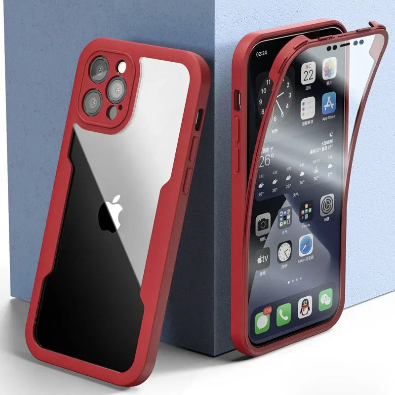 Shockproof 360 Clear Phone Case for iPhone 16 15 13 12 14 11 Pro Max X XS XR 7 8 Plus Cover Camera Lens Screen Full Protection
