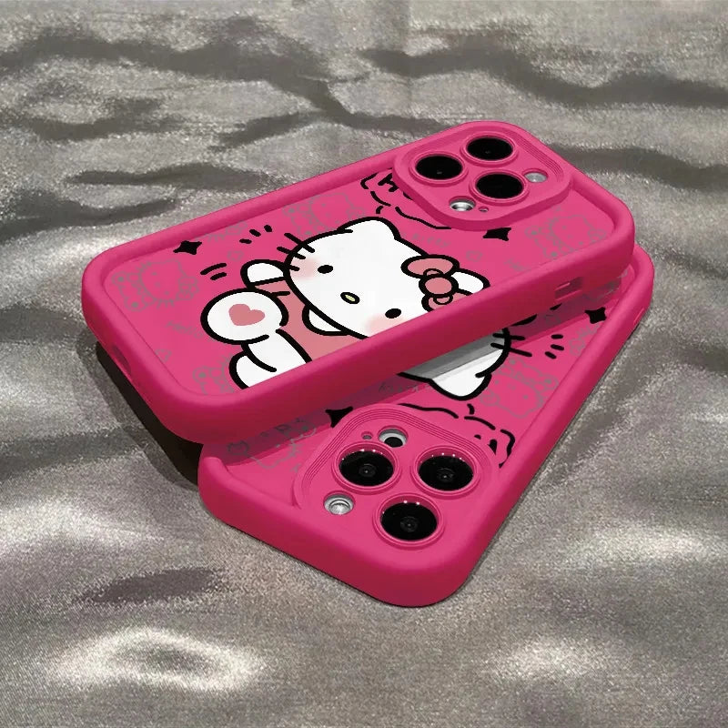 Sanrio Ins Hello Kitty Phone Case For Iphone 16 15 14 13 11 12 Pro Max X XR XS 7 8 Plus Y2k Girl Clear Gift Silicone Anti-fall