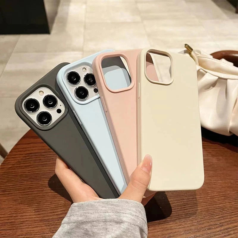 Liquid Silicone Case For iPhone 16 15 14 13 12 11 Pro Max Shockproof Soft Back Protection Cover For 16 series Phone Accessories