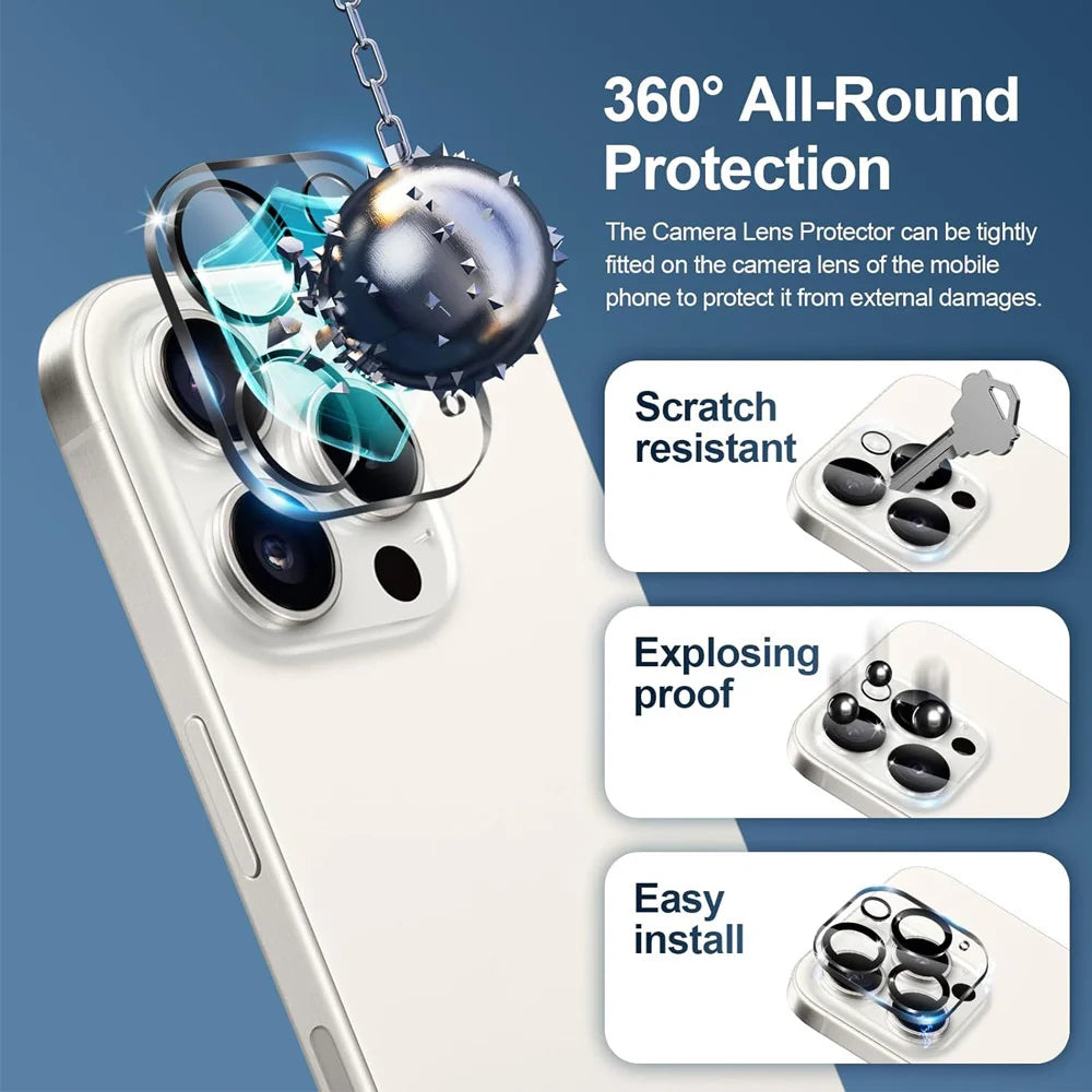 1~4Pcs HD Screen Protector For iPhone 16 15 14 Pro Max Tempered Glass For iPhone 11 12 13 Mini Camera Lens Film iPhone 16 Plus
