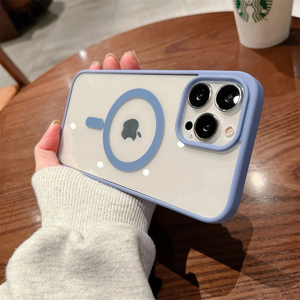 Luxury Clear Magnetic Wireless Charge For Magsafe Case For iPhone 16 15 13 12 11 Pro Max 15 14 Plus Phone Cases Shockproof Cover