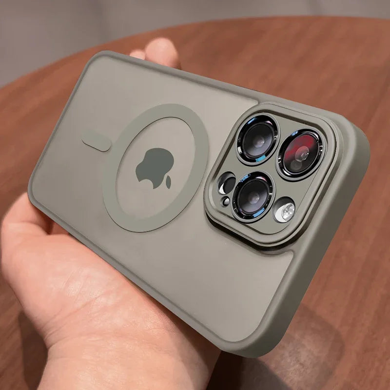 Magnetic Luxury Matte Translucent Armor Shockproof Case For iPhone 16 15 14 13 12 11 Pro Max Plus Magsafe Wireless Charge Cover