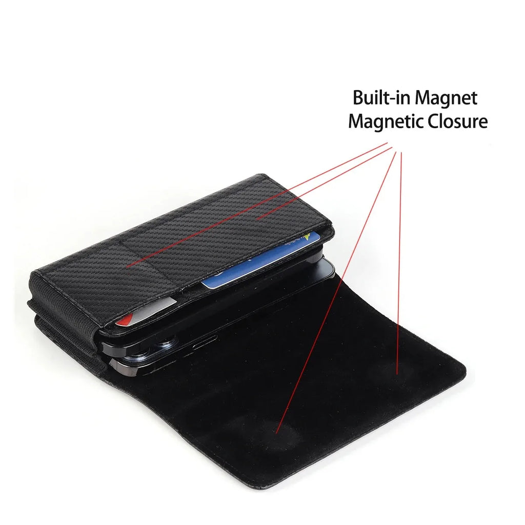 Universal Double Layer Phone Bag Case Pouch for 6 -7" Mobile Phone iPhone Huawei Samsung with Flip Waist Bag Belt Clip Cover