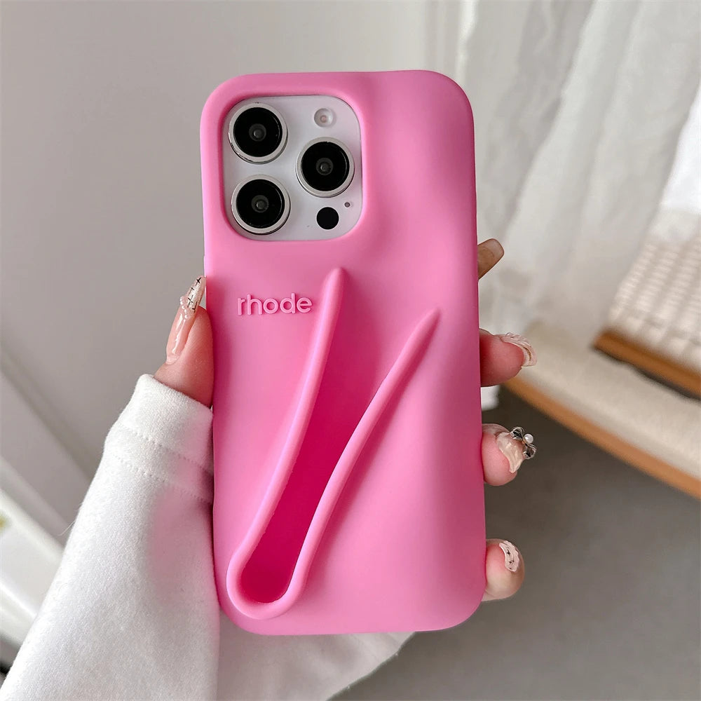 Luxury  DIY Lipstick Soft Silicone Case for iPhone 16 15 13 11 14 12 Pro Max Plus Portable Lip Gloss Holder Ins Phone Cover