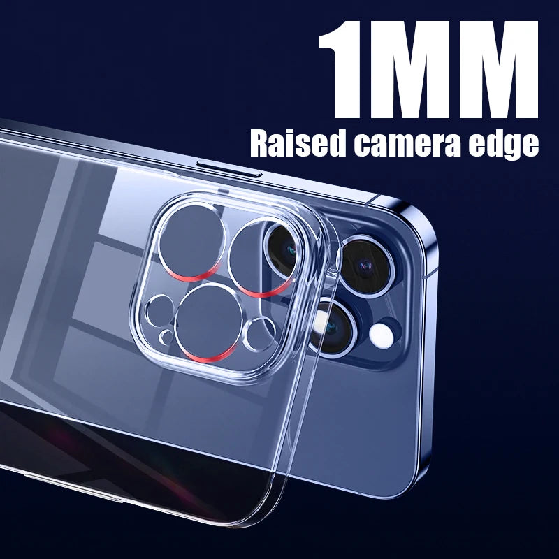 Ultra Thin High Transparent Hard PC Case For iPhone 15 14 13 12 16 Pro Max 16e 11 Crystal Clear Shockproof Bumper Phone Cover