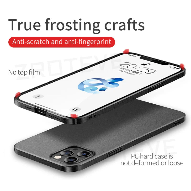 For iPhone 16 15 14 13 12 11 Pro Max Case  Luxury Slim Frosted Hard PC Cover On iPhone16 Plus iPhone12 Mini Phone Cases