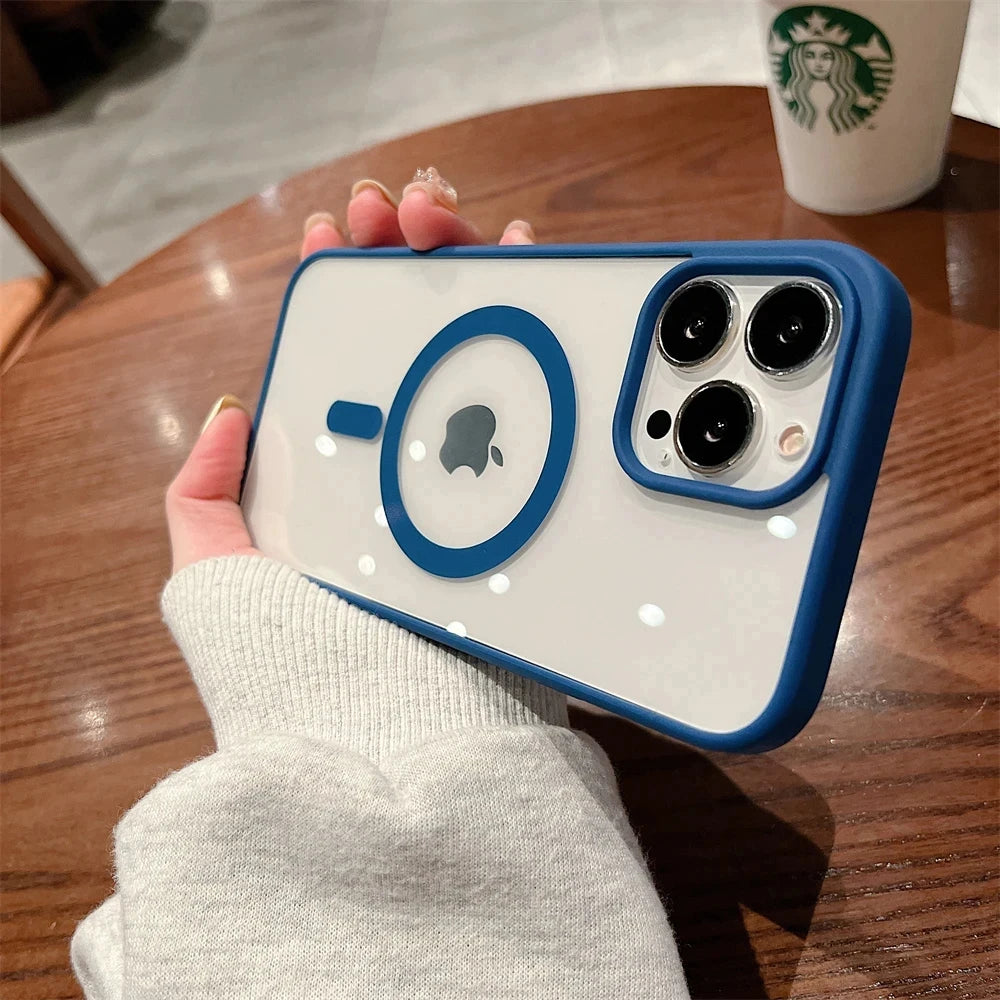 Luxury Clear Magnetic Wireless Charge For Magsafe Case For iPhone 16 15 13 12 11 Pro Max 15 14 Plus Phone Cases Shockproof Cover