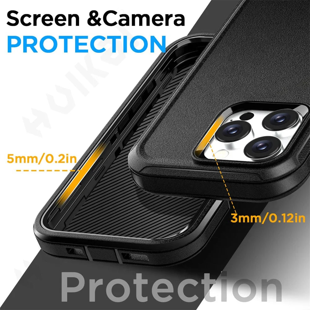 Case For iPhone 16 15 14 13 12 11 Pro Max XS XR 8 7 6 Plus Heavy Duty Shockproof Anti-Scratch Rugged Protective with Full Cover