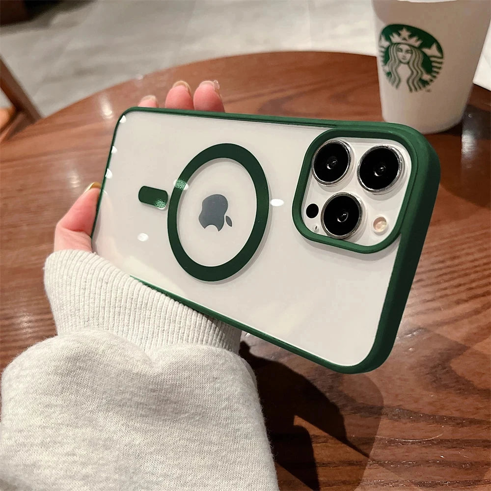 Luxury Clear Magnetic Wireless Charge For Magsafe Case For iPhone 16 15 13 12 11 Pro Max 15 14 Plus Phone Cases Shockproof Cover
