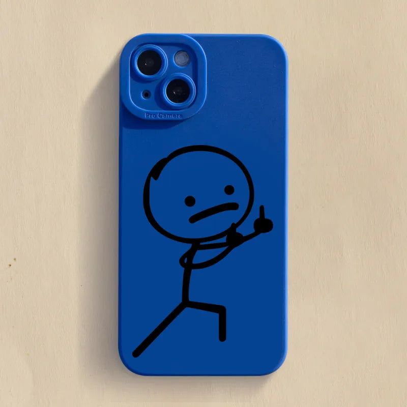 Cute Cartoon Matchman Matte Silicone Phone Case For iPhone 16 11 12 13 14 15 Pro Max XR XS X 7 8 Plus SE2 16E Soft Back Cover