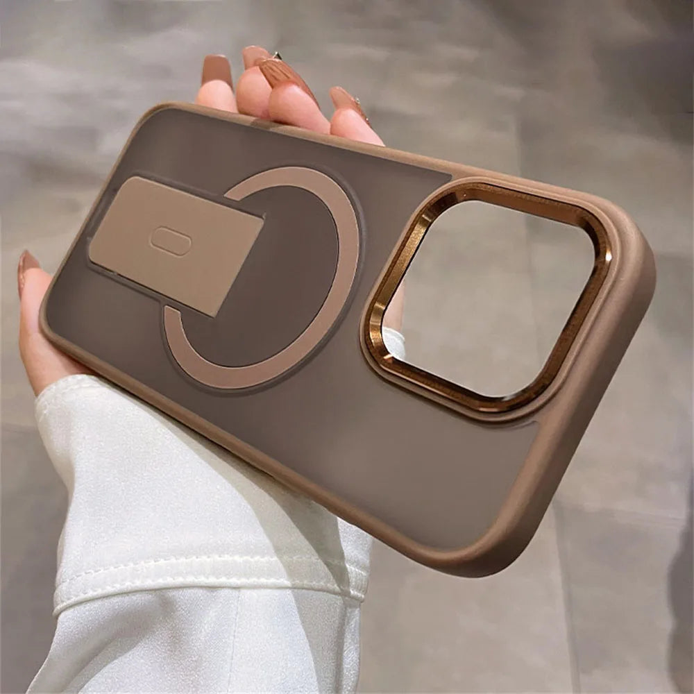 Folding Stand Holder Magnetic Matte Case For iPhone 16 Pro Max 15 14 Plus 13 12 11  For Magsafe Wireless Charge Shockproof Cover