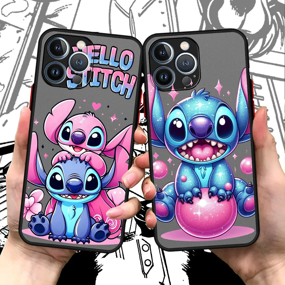 Stitch Angel Art Phone Case for iPhone XR X 14 16 Plus XS Max 8 Plus 13 Mini 15 Pro Max 12 11 Pro 7 12 Pro Matte Cover