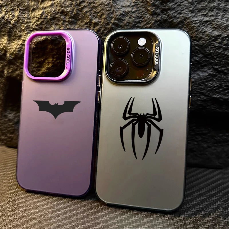 Bat Spider Pattern Matte Texture Phone Case For iPhone 16 15 14 13 12 11 Pro Max 16E XS XR 7 8 Plus SE2 Shockproof Bumper Cover